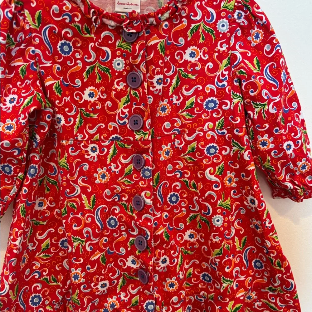18-24 Beautiful Hanna Andersson Red Floral Button-Front Dress